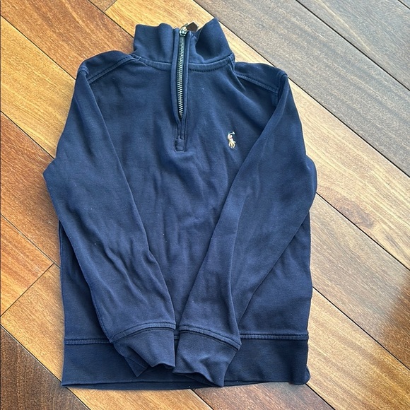 Polo by Ralph Lauren Blue Sweater with Stand-Up Collar and Quarter-Zip - Picture 1 of 6